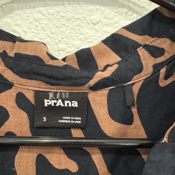 PrAna Small The Bahamas Top Black Boogie Bloom Print Swim Cover-Up Button Down - Picture 5 of 6